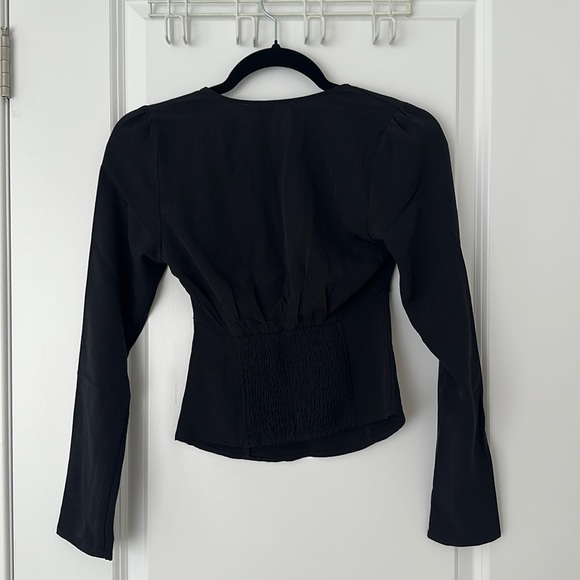 NWT Abercrombie Long-Sleeve Deep-V Top Black (XXS) - Picture 3 of 4